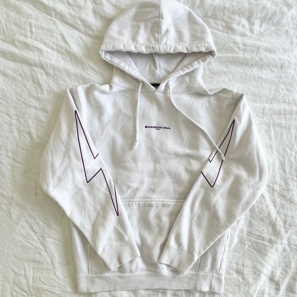 Shadow Hill Classic Lightning Bolt White and Purple Hoodie